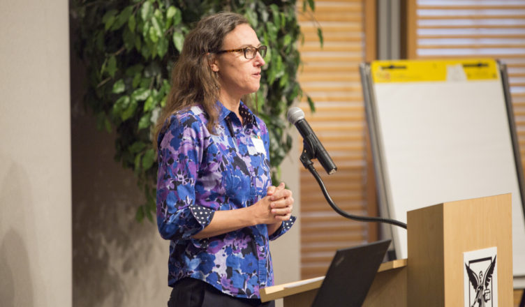 Jodee Ellet from Purdue Extension, speaking at the food summit