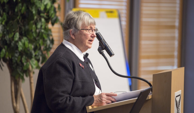Jane Richardon speaking to the Food Summit about food insecurity