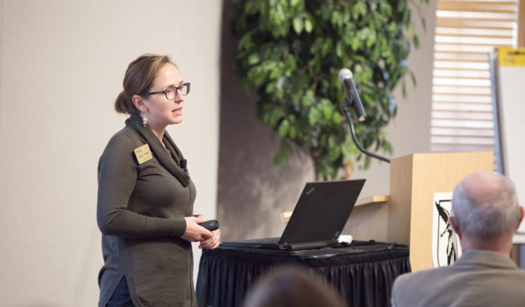 Emily Toner speaking to the food summit about food councils