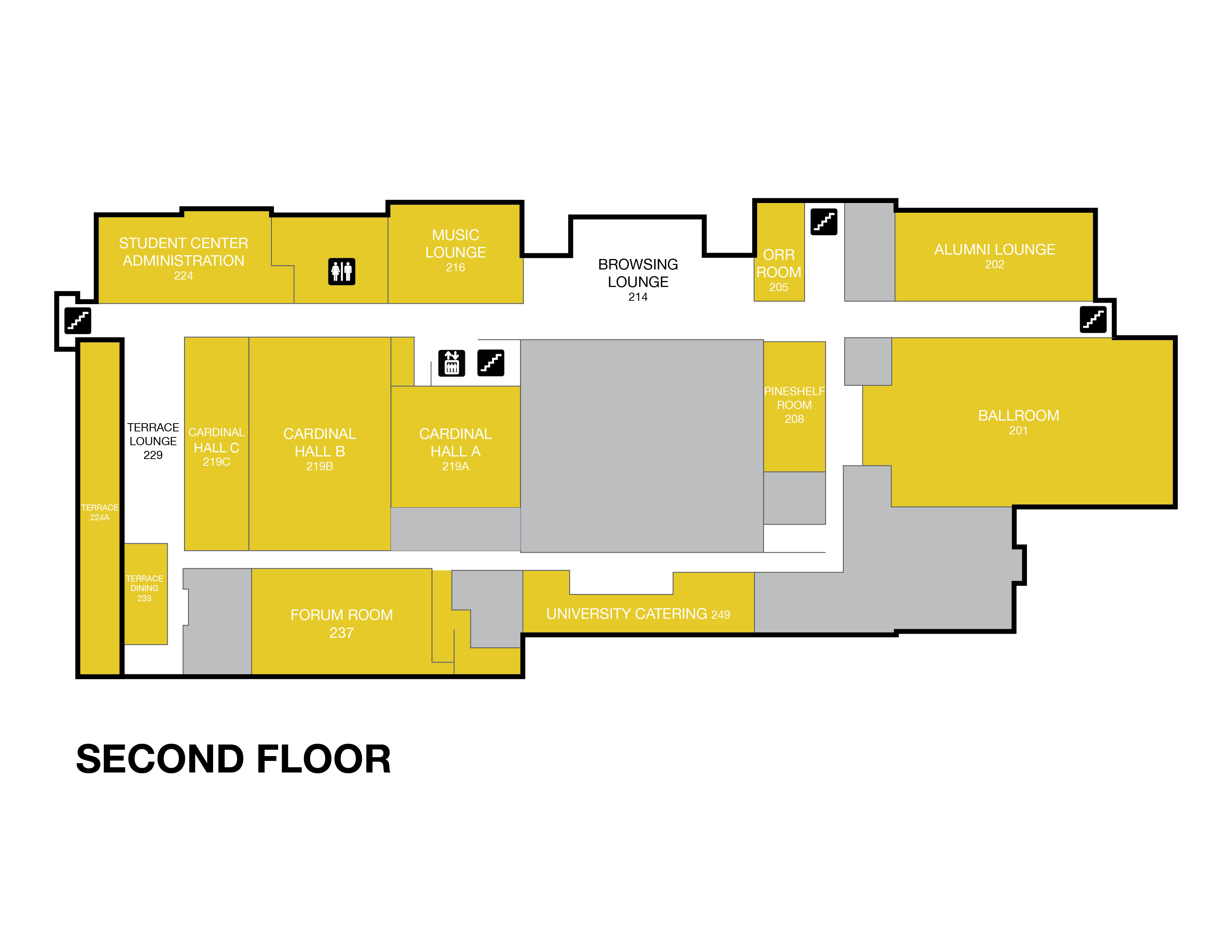 Floor map of the Second Floor Student Center